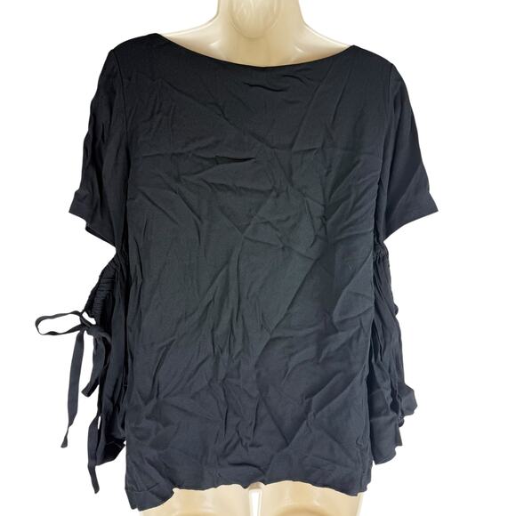 Club Monaco Sandrella Flare Bow Split Bow Sleeve Top Black Size S - Picture 7 of 7